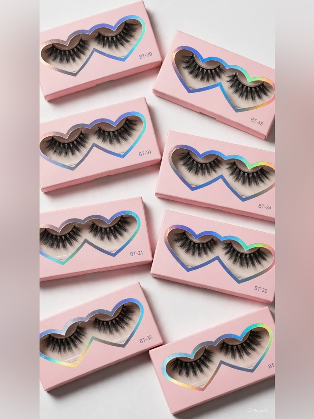 Pink False Eyelashes Set — Flared Soft Black Lashes